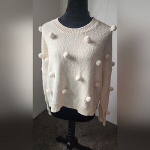 NEW Madewell Cream Pom-Pom Sweater